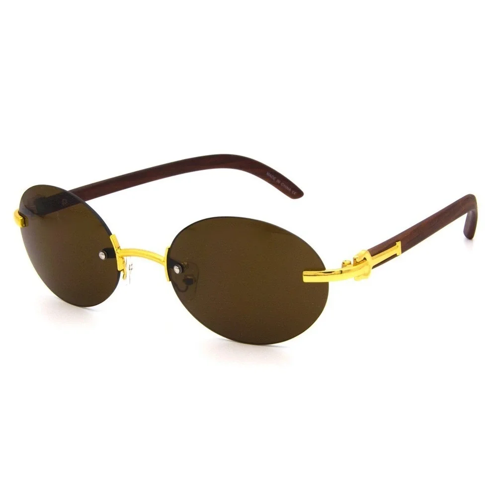 Sunglasses Dark Brown Lens Frameless UV Protection Cholo Buffs Comfortable Gafas